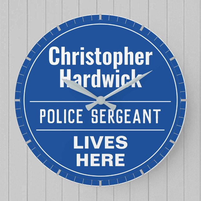 Horloge Ronde Fun Sergent de police Wall Plaque Style Grande hor (Créateur téléchargé)