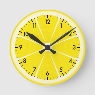 Horloge Ronde Fun Tropical Summer Sunshine Lemon Yellow Kitchen