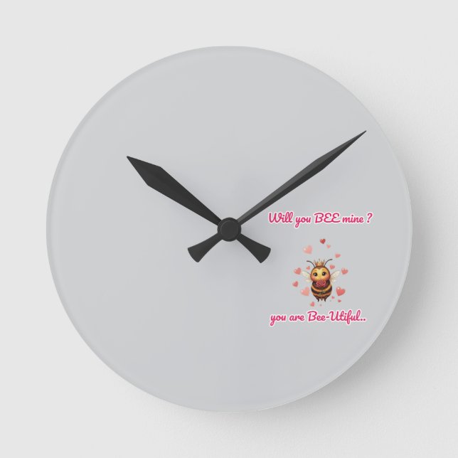 Horloge Ronde Funny Bee Pun Valentine  (Recto)