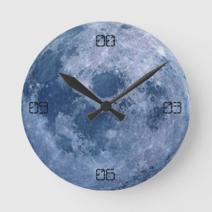 Horloge Ronde Funny blue full moon space night cover