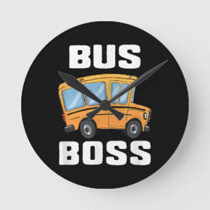 Horloge Ronde Funny Bus Boss School Bus Driver