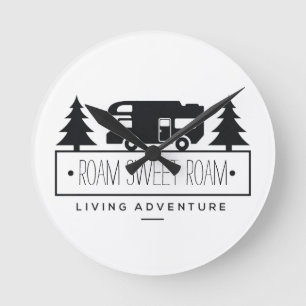 Horloge Ronde Funny Camper Rétired RvEr Rving Roam