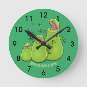 Horloge Ronde Funny green carnivorous pitcher plants