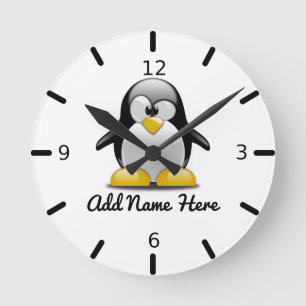 Horloge Ronde Funny Personalized Penguin
