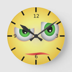 Horloge Ronde Funny Skeptic Face Emoji