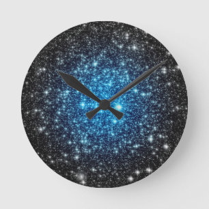 Horloge Ronde Galaxie bleue et noire