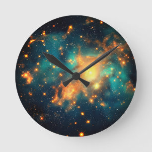 Horloge Ronde Galaxie cosmique élégante de Glam