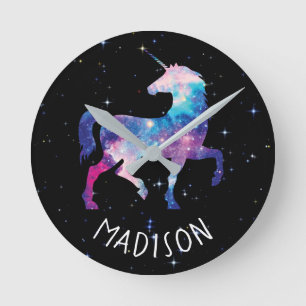 Horloge Ronde Galaxie personnalisée Unicorne