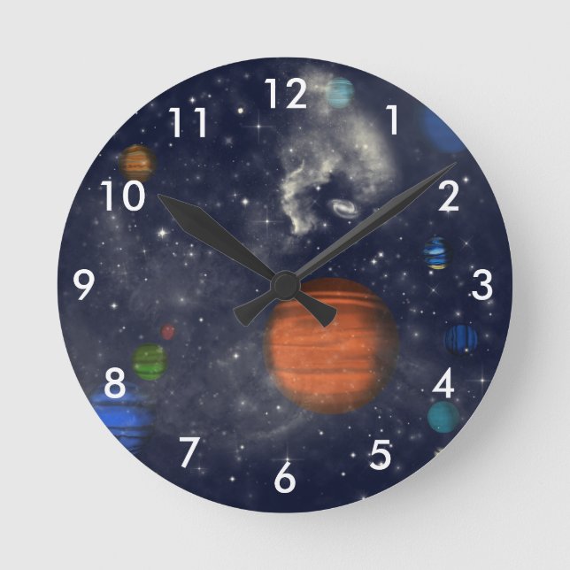 Horloge Ronde Galaxies avec étoiles et planètes dans l'espace (Recto)