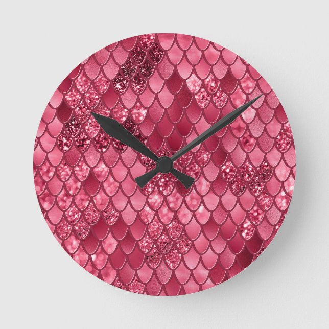 Horloge Ronde Galles de sirènes Glam #2 (Parties scintillant Fau (Recto)