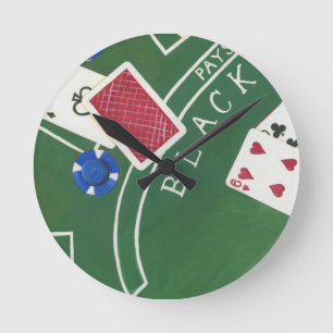 Horloge Ronde Game of Blackjack with Chips by Chariklia Zarris