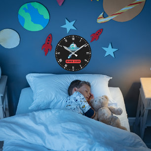 Horloge Ronde 'Game Over' Extraterrestre Volant en Ovni, Pixel A