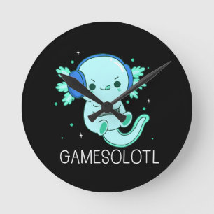 Horloge Ronde Gamesolotl Axolotl Gamer