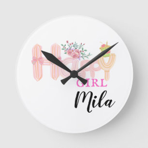 Horloge Ronde gâteau à la crème pour fille heureuse
