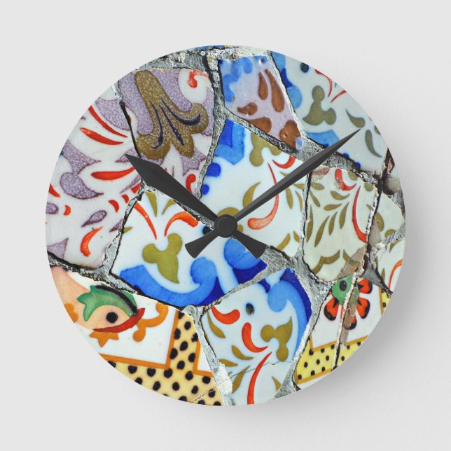 Horloge Ronde Gaudi's Park Guell Mosaic Tiles (Recto)