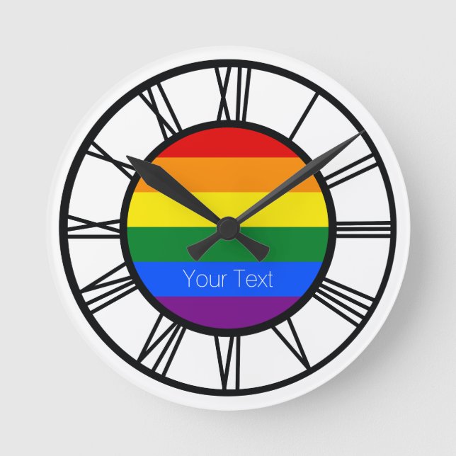 Horloge Ronde Gay Pride Rainbow LGBT Personalized (Recto)