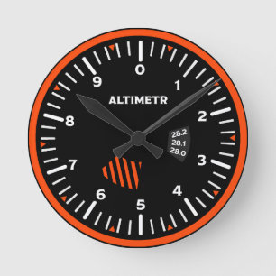 Horloge Ronde Geek de l'aviation pilote Altimeter