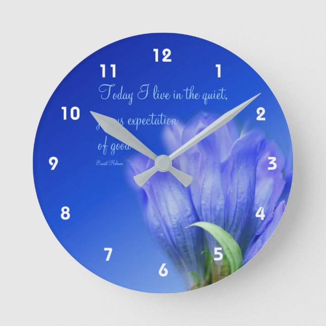 Horloge Ronde Gentian Flower Life Attitude Citation inspirante (Recto)