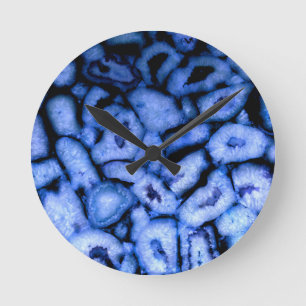 Horloge Ronde Géodes Agate Quartz bleu