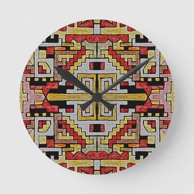 Horloge Ronde Géométhorique Tribal/Motif ethnique (Recto)