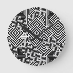Horloge Ronde Géométrie noir et blanc merveilleuse