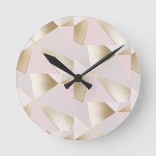 Horloge Ronde Géométrique en or rose