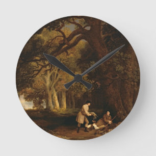 Horloge Ronde George Stubbs Une réponse après le tir (huile su