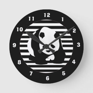 Horloge Ronde Giant Panda et Stripes