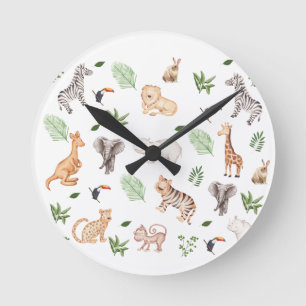 Horloge Ronde gibier Animal With Jungle Tree