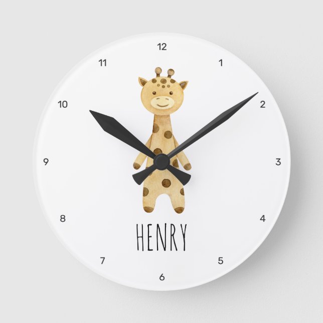 Horloge Ronde Giraffe monogramme. mignon moderne (Recto)