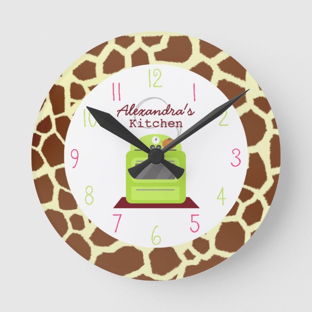 Horloge Ronde Giraffe Print Kitchen Clock (Recto)