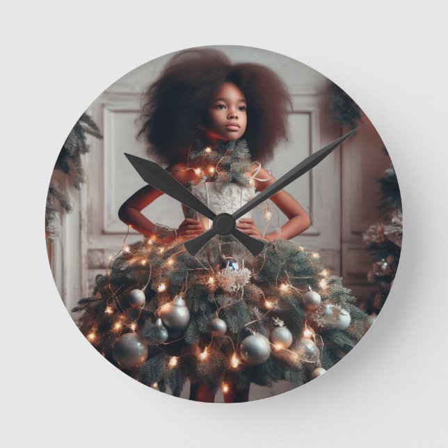 Horloge Ronde Girl with a Christmas tree dress (Recto)