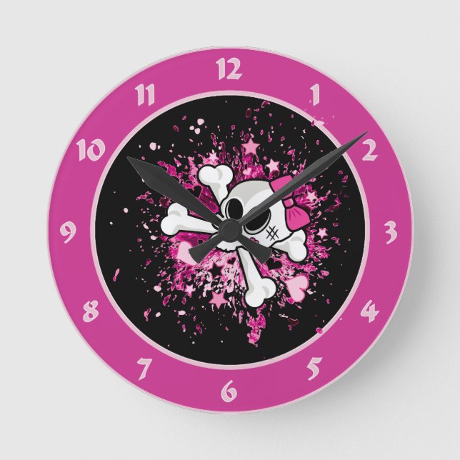 Horloge Ronde Girlie Skull (Recto)