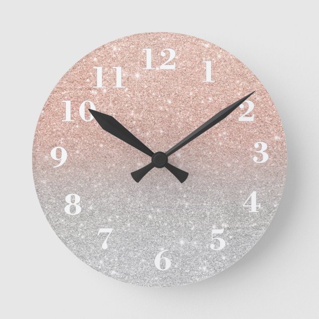 Horloge Ronde Girly rose gold paitter ombre (Recto)