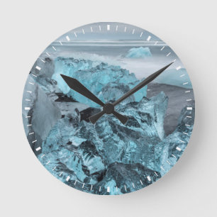 Horloge Ronde Glace bleue sur la plage, Islande