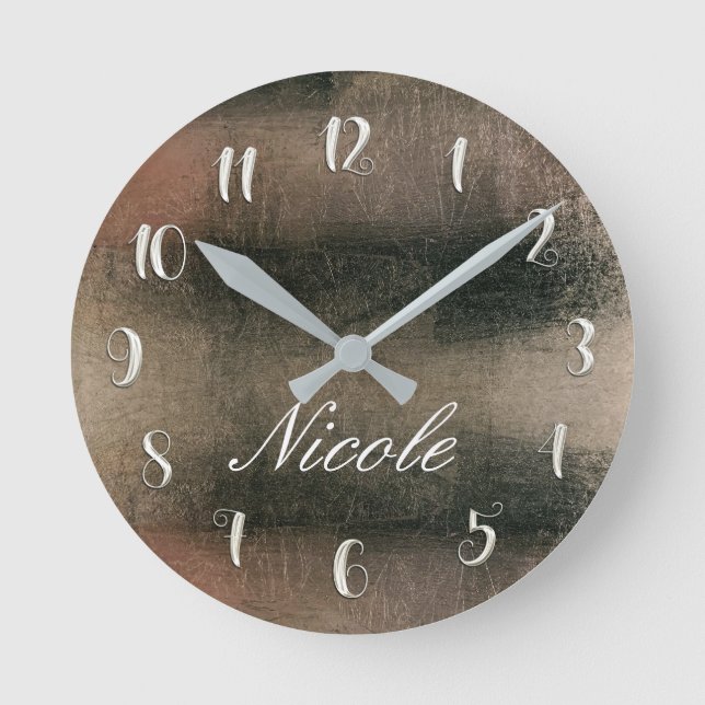 Horloge Ronde Glam doré rose Abstrait Moderne Fille branchée (Recto)