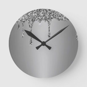 Horloge Ronde Glam en marbre doré moderne métallisé