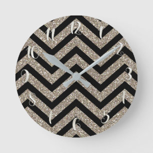 Horloge Ronde Glam Glamor Chevron, fille de la Parties scintilla