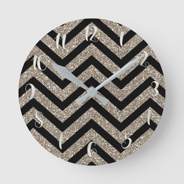 Horloge Ronde Glam Glamor Chevron, fille de la Parties scintilla (Recto)