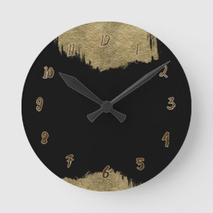 Horloge Ronde Glam Gold & Black Glamour Moderne Chic Personnalis