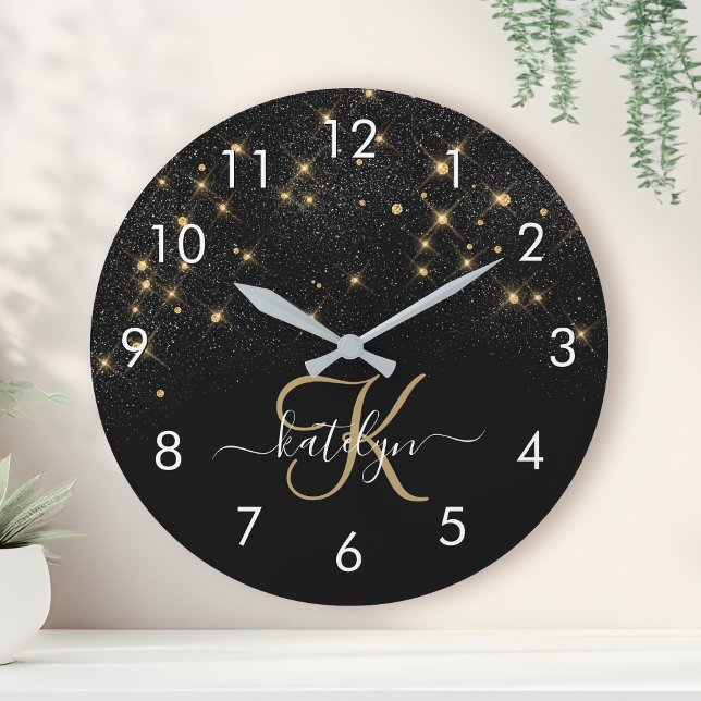Horloge Ronde Glam Parties scintillant or diamant étincelle Élég (Créateur téléchargé)