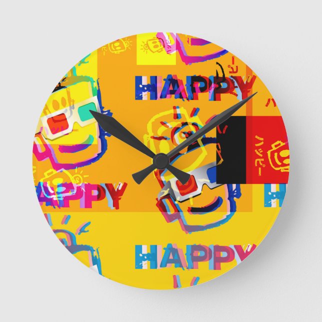 Horloge Ronde GLITCHED HAPPY Pillow (Recto)