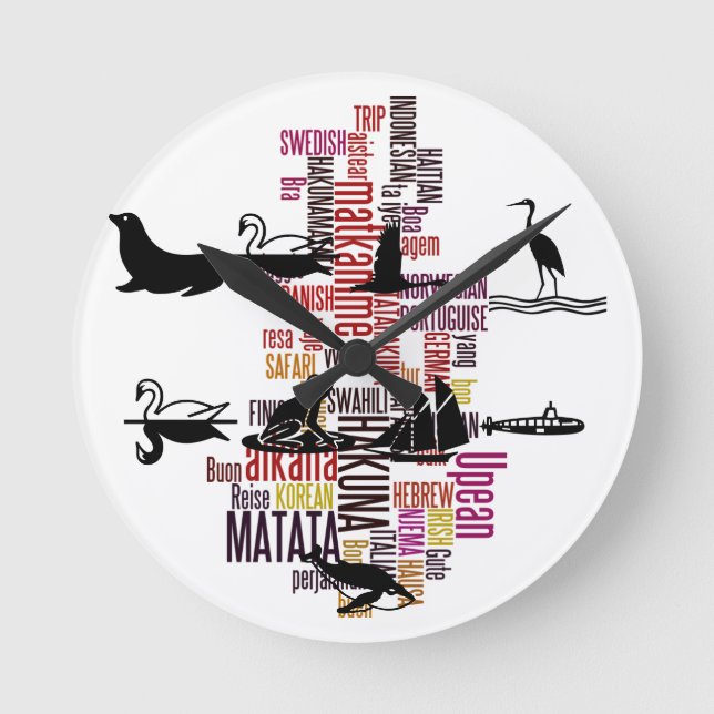 Horloge Ronde Global Groove : Hakuna Matata dans chaque langue (Recto)