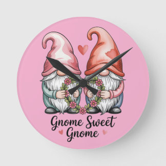 Horloge Ronde GNOME SWEET GNOME: Whimsical Watercolor Design