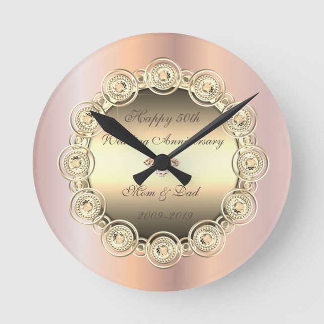 Horloge Ronde Gold Diamonds Rose Gold  50th Wedding Anniversary (Recto)