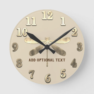Horloge Ronde Gold Dragonfly Ajouter un texte Occasion spéciale