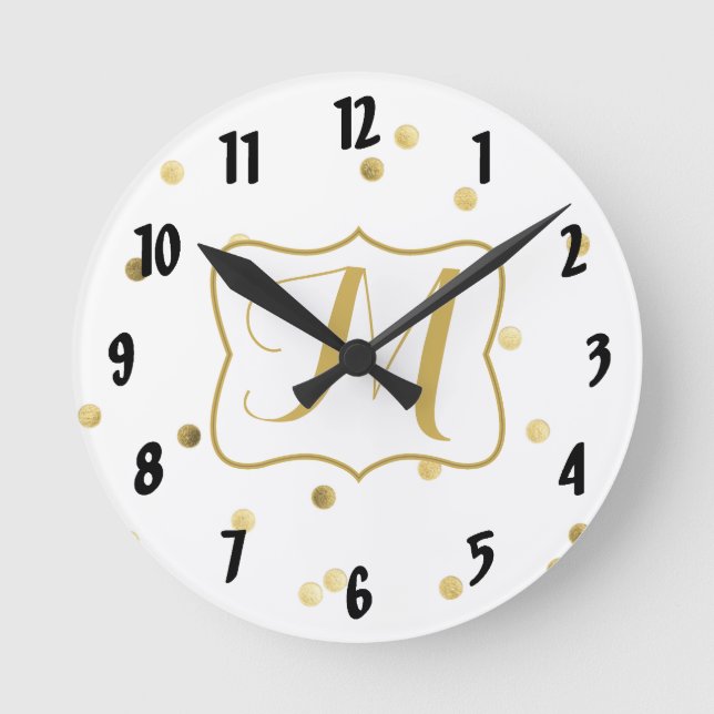 Horloge Ronde Gold Glitter Confeti (Recto)