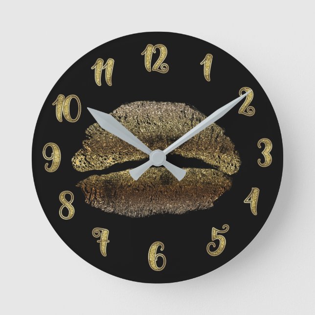 Horloge Ronde Gold Lips Lipstick Kiss Glamour Glam Chic (Recto)