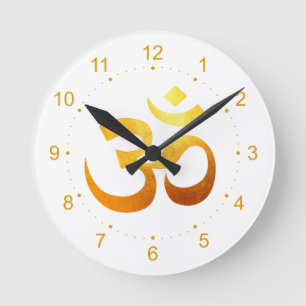 Horloge Ronde Gold Om symbole de Round Clock