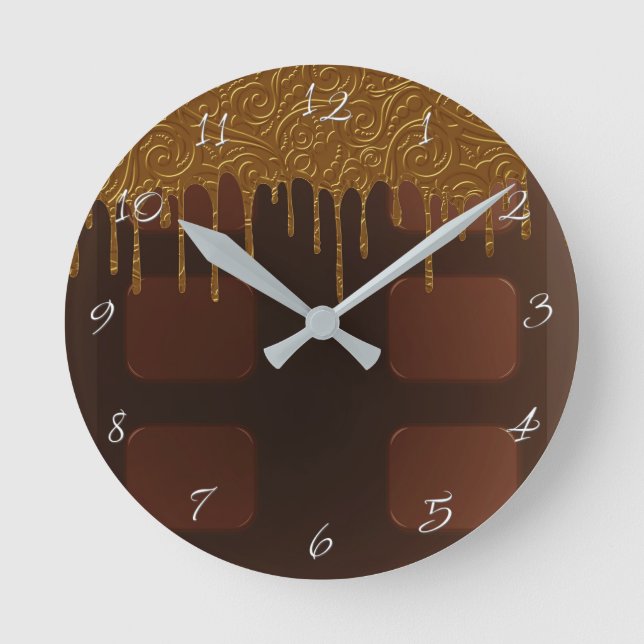 Horloge Ronde Gold Wrapper Drip Chocolate Candy Bar Glam (Recto)
